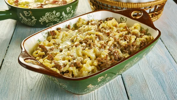 Miniatura: Biorę makaron, mięso i ser. Ten obiad syci...