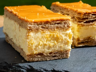 Miniatura: 2 arkusze gotowego ciasta, krem i kajmak....